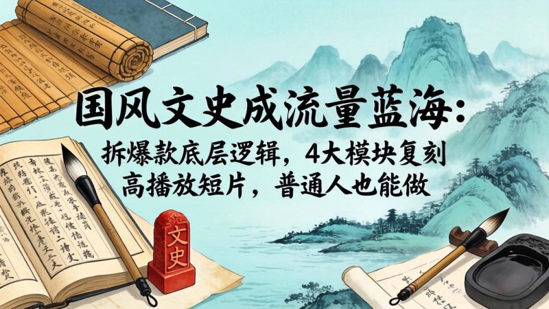 国风文史成流量蓝海:拆爆款底层逻辑,4大模块复刻高播放短片,普通人也能做-创业资源网 | 精品设计与工具分享平台