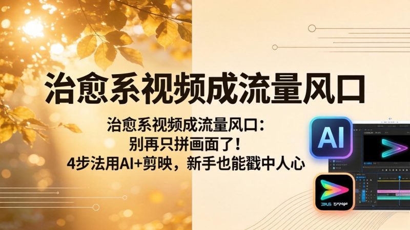 治愈系视频成流量风口：别再只拼画面了！4步法用AI+剪映，新手也能戳中人心-创业资源网 | 精品设计与工具分享平台