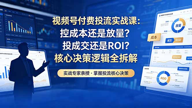 视频号付费投流实战课-5月：控成本还是放量？投成交还是ROI？核心决策逻辑全拆解-创业资源网 | 精品设计与工具分享平台