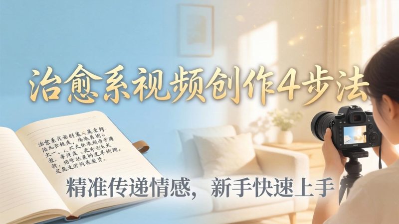 治愈系视频创作4步法：从文案打磨到画面呈现，精准传递情感，新手快速上手出优质内容-创业资源网 | 精品设计与工具分享平台
