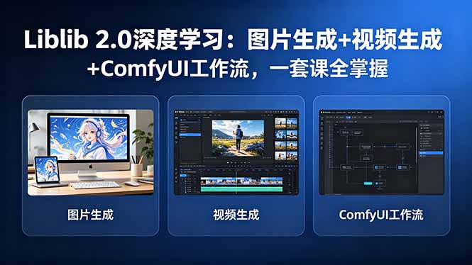 Liblib 2.0深度学习：图片生成+视频生成+ComfyUI工作流，一套课全掌握-创业资源网 | 精品设计与工具分享平台