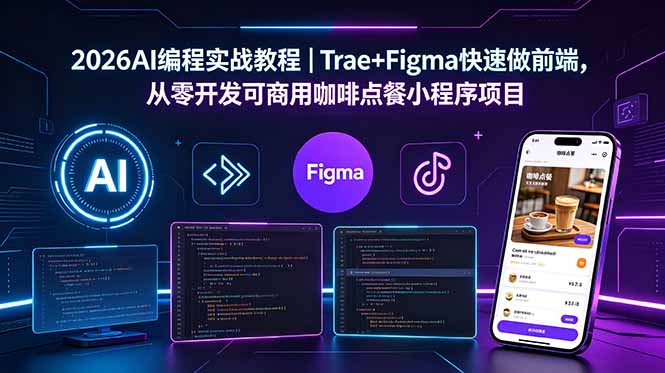 2026AI编程实战教程｜Trae+Figma快速做前端，从零开发可商用咖啡点餐小程序项目-创业资源网 | 精品设计与工具分享平台