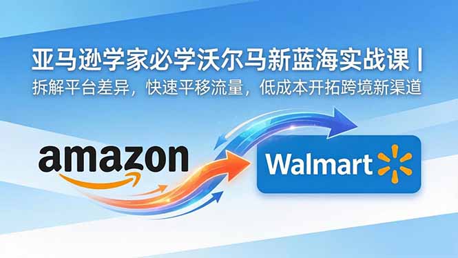 亚马逊卖家必学沃尔玛新蓝海实战课｜拆解平台差异，快速平移流量，低成本开拓跨境新渠道-创业资源网 | 精品设计与工具分享平台