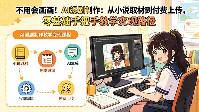 不用会画画！AI漫剧制作：从小说取材到付费上传，零基础手把手教学变现路径-创业资源网 | 精品设计与工具分享平台