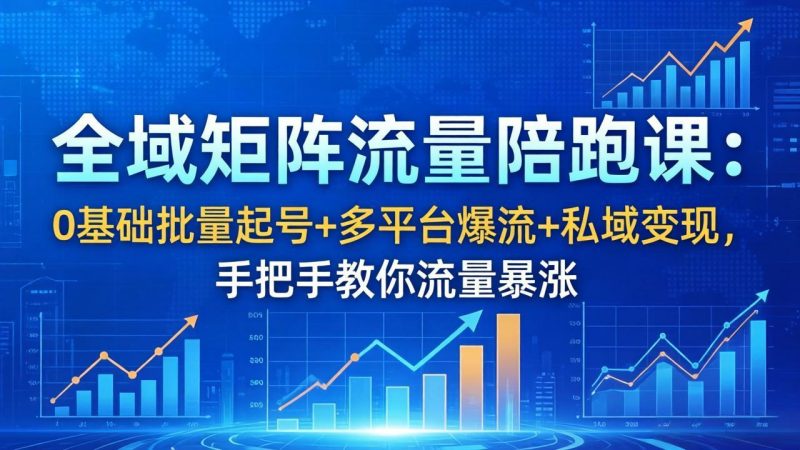 全域矩阵流量陪跑课：0基础批量起号+多平台爆流+私域变现，手把手教你流量暴涨-创业资源网 | 精品设计与工具分享平台