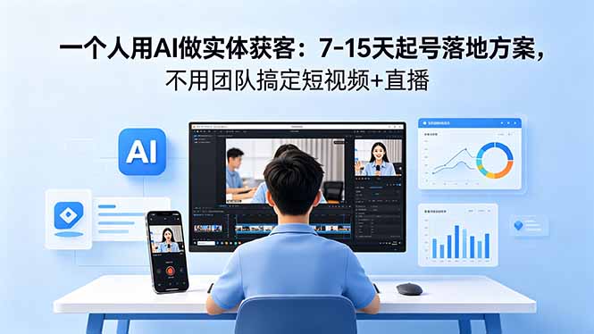 一个人用AI做实体获客：7-15天起号落地方案，不用团队搞定短视频+直播-创业资源网 | 精品设计与工具分享平台