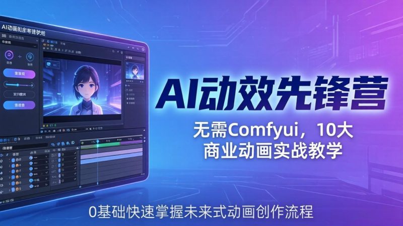 AI 动效先锋营：无需Comfyui，10大商业动画实战教学，0基础快速掌握未来式动画创作流程-创业资源网 | 精品设计与工具分享平台