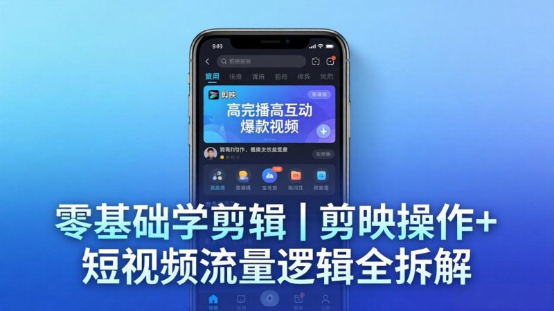 【零基础学剪辑】剪映操作+短视频流量逻辑全拆解｜手把手教你剪出高完播高互动爆款视频-创业资源网 | 精品设计与工具分享平台