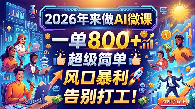 2026年来做AI微课，一单800+，超级简单，风口暴利，告别打工！-创业资源网 | 精品设计与工具分享平台