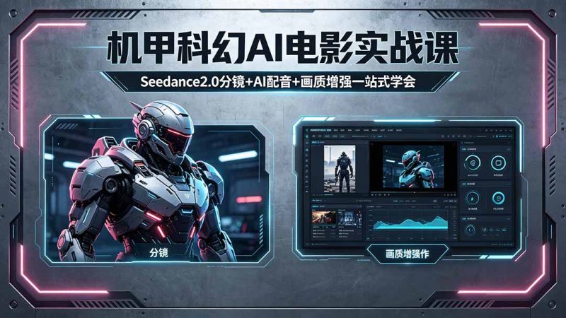 机甲科幻 AI 电影实战课，Seedance2.0 分镜 + AI 配音 + 画质增强一站式学会-创业资源网 | 精品设计与工具分享平台