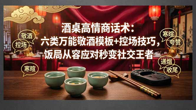 付费文章：酒桌高情商话术：六类万能敬酒模板+控场技巧，饭局从容应对秒变社交王者-创业资源网 | 精品设计与工具分享平台
