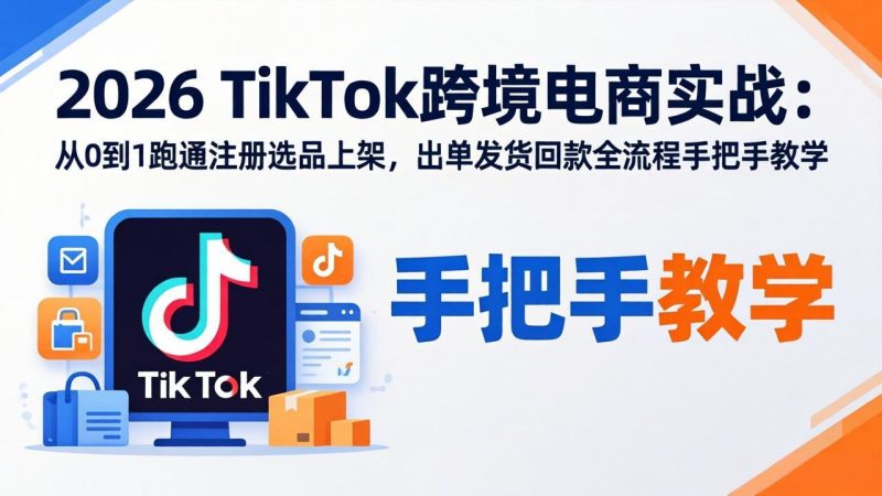 2026TikTok跨境电商实战-更新：从0到1跑通注册选品上架，出单发货回款全流程手把手教学-创业资源网 | 精品设计与工具分享平台