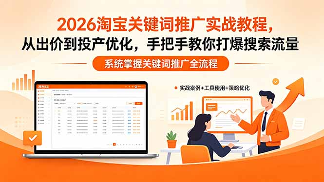 2026淘宝关键词推广实战教程，，从出价到投产优化，手把手教你打爆搜索流量-创业资源网 | 精品设计与工具分享平台