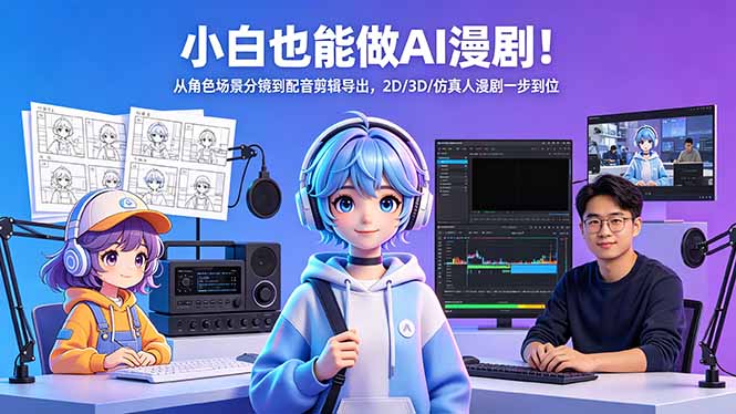 小白也能做AI漫剧！从角色场景分镜到配音剪辑导出，2D/3D/仿真人漫剧一步到位-创业资源网 | 精品设计与工具分享平台