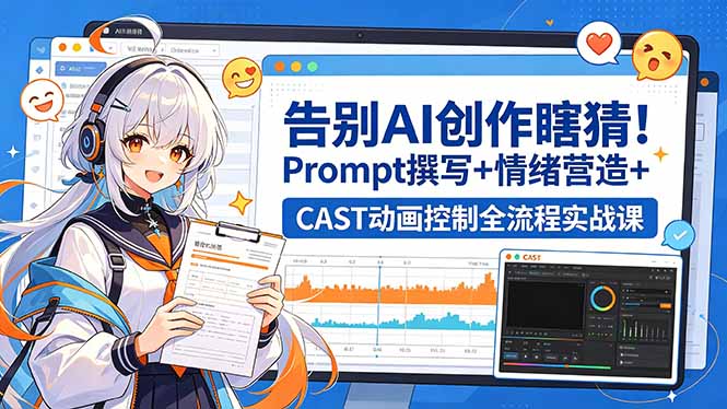告别AI创作瞎猜！Prompt撰写+情绪营造+CAST动画控制全流程实战课-创业资源网 | 精品设计与工具分享平台