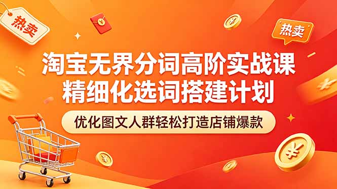 淘宝无界分词高阶实战课 精细化选词搭建计划 优化图文人群轻松打造店铺爆款-创业资源网 | 精品设计与工具分享平台
