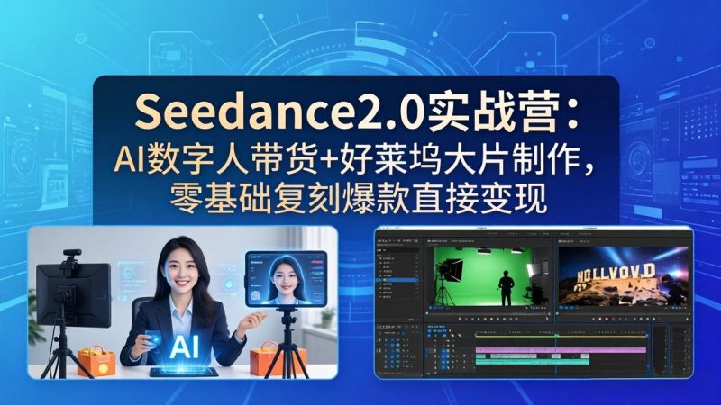 Seedance2.0实战营：AI数字人带货+好莱坞大片制作，零基础复刻爆款直接变现-创业资源网 | 精品设计与工具分享平台