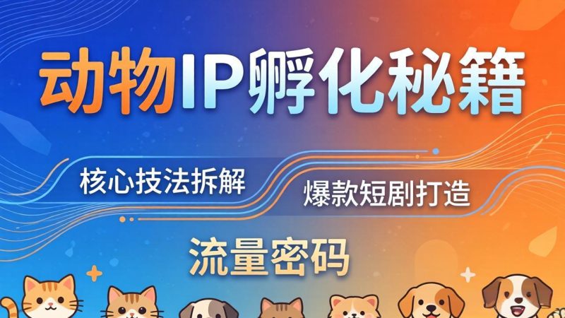 动物IP孵化全套秘籍,三大核心技法拆解,打造爆款萌宠短剧,轻松拿捏赛道流量密码-创业资源网 | 精品设计与工具分享平台