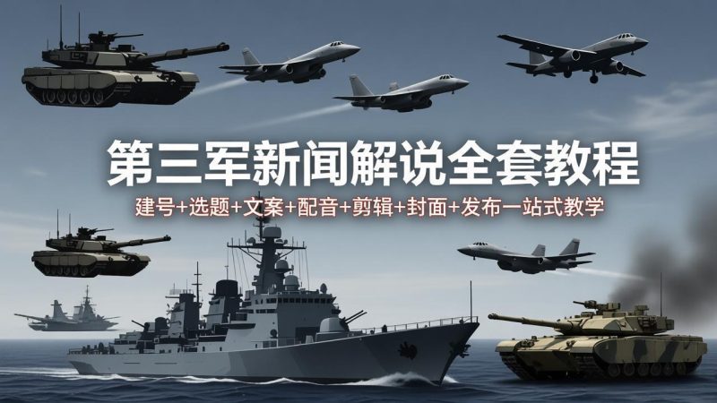 第三军迷新闻解说全套教程：建号+选题+文案+配音+剪辑+封面+发布一站式教学-创业资源网 | 精品设计与工具分享平台