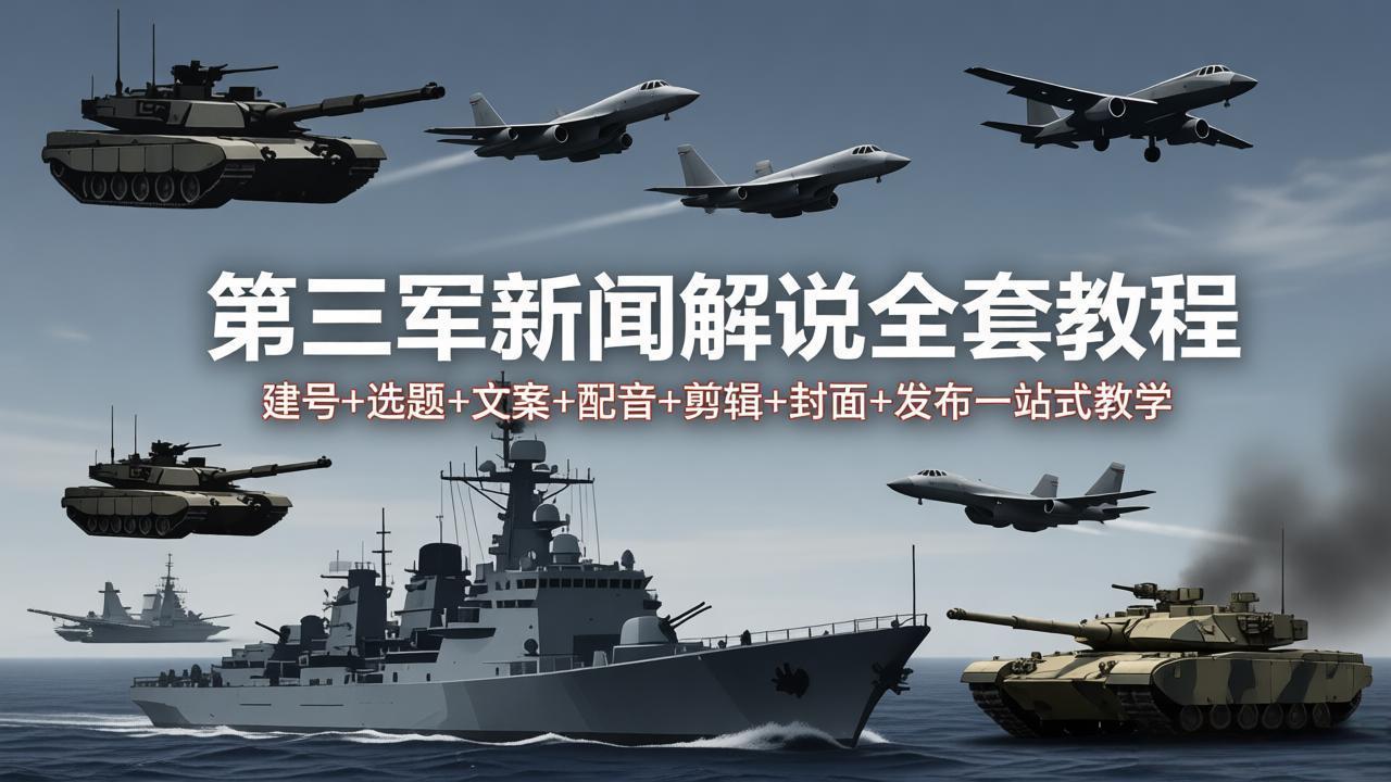 第三军迷新闻解说全套教程:建号+选题+文案+配音+剪辑+封面+发布一站式教学 第三军迷新闻解说全套教程:建号+选题+文案+配音+剪辑+封面+发布一站式教学
