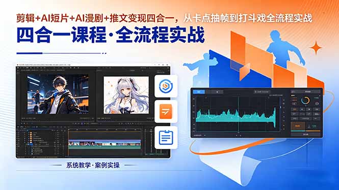 剪辑+AI短片+AI漫剧+推文变现四合一，从卡点抽帧到打斗戏全流程实战-创业资源网 | 精品设计与工具分享平台