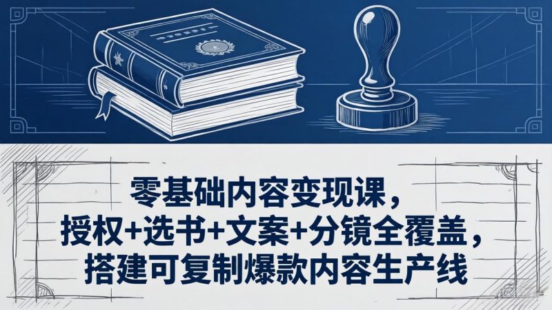 零基础内容变现课，授权+选书+文案+分镜全覆盖，搭建可复制爆款内容生产线-创业资源网 | 精品设计与工具分享平台