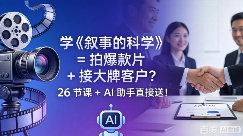 学《叙事的科学》= 拍爆款片 + 接大牌客户？26 节课 + AI 助手直接送！-创业资源网 | 精品设计与工具分享平台