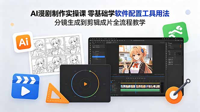 AI漫剧制作实操课 零基础学软件配置工具用法 分镜生成到剪辑成片全流程教学-创业资源网 | 精品设计与工具分享平台