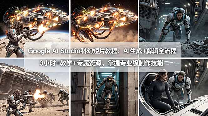 Google AI Studio科幻短片教程：AI生成+剪辑全流程，3小时+教学+专属资源，掌握专业级制作技能-创业资源网 | 精品设计与工具分享平台