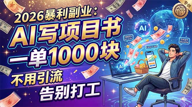 2026暴利副业：AI 写项目书，一单 1000 块，不用引流，告别打工-创业资源网 | 精品设计与工具分享平台