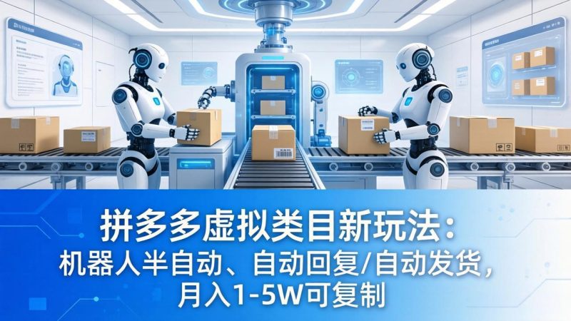 拼多多虚拟类目新玩法：机器人半自动、自动回复 /自动发货，月入 1-5W 可复制-创业资源网 | 精品设计与工具分享平台