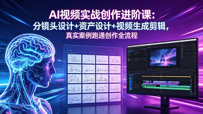 AI视频实战创作进阶课：分镜头设计+资产设计+视频生成剪辑，真实案例跑通创作全流程-创业资源网 | 精品设计与工具分享平台