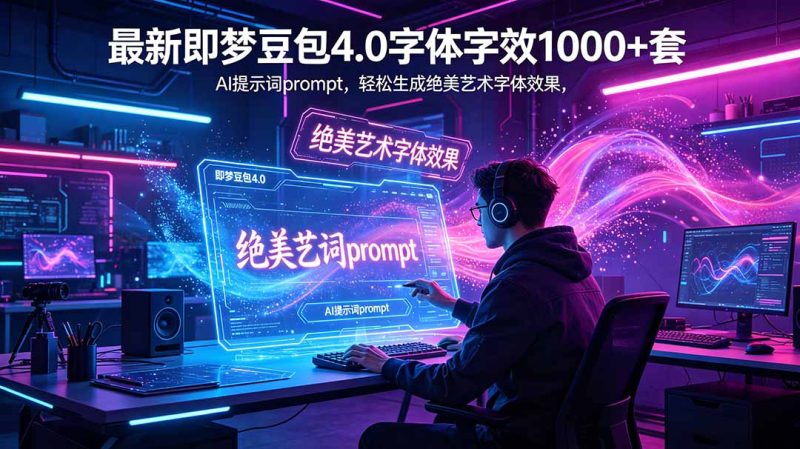 最新即梦豆包4.0字体字效1000+套，AI提示词prompt，轻松生成绝美艺术字体效果-创业资源网 | 精品设计与工具分享平台