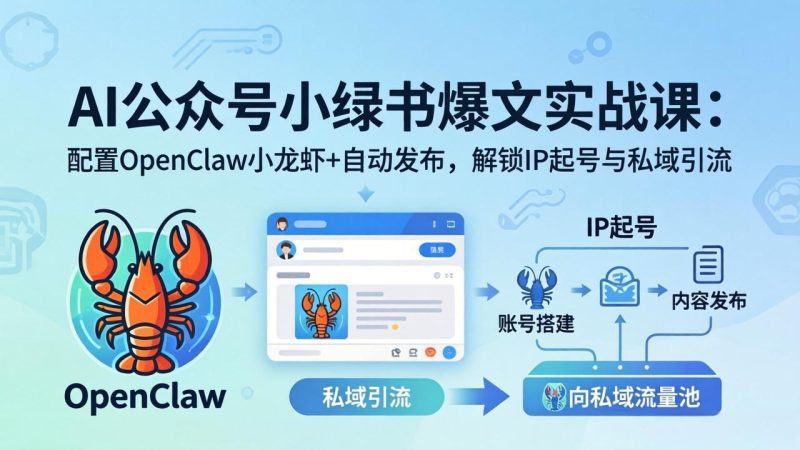 AI公众号小绿书变现实战课：小绿书爆文写作+OpenClaw自动发布，解锁IP起号与私域引流-创业资源网 | 精品设计与工具分享平台
