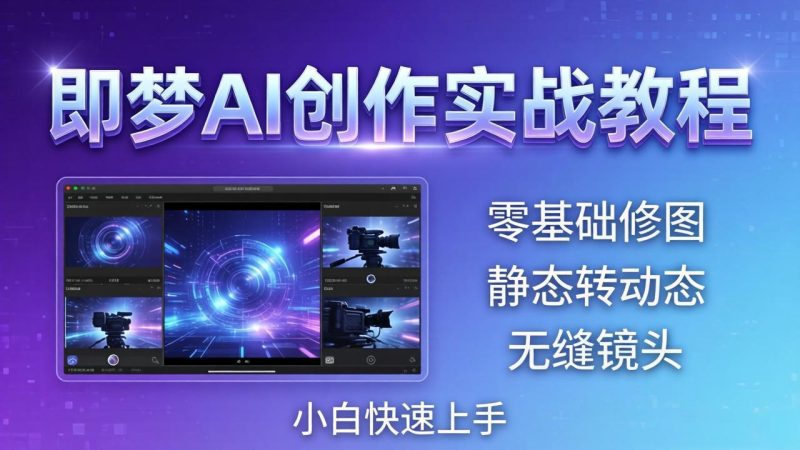 即梦AI创作实战教程，从零基础修图到AI导演，实战教学静态转动态+无缝镜头，小白快速上手-创业资源网 | 精品设计与工具分享平台