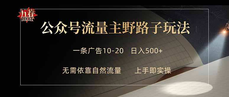 公众号流量主野路子玩法 单条广告10-20元 日入500+-创业资源网 | 精品设计与工具分享平台
