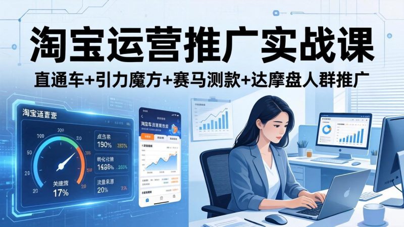 淘宝运营推广实战课（更新26年4月）直通车+引力魔方+赛马测款+达摩盘人群推广等-创业资源网 | 精品设计与工具分享平台