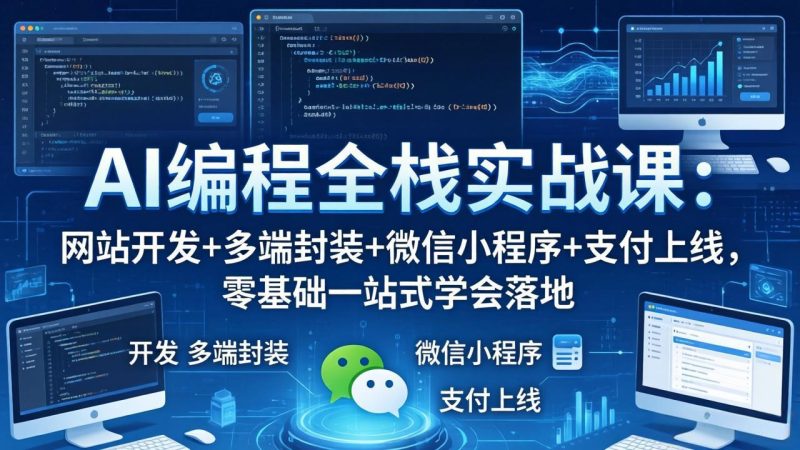 AI编程全栈实战课：网站开发+多端封装+微信小程序+支付上线，零基础一站式学会落地-创业资源网 | 精品设计与工具分享平台