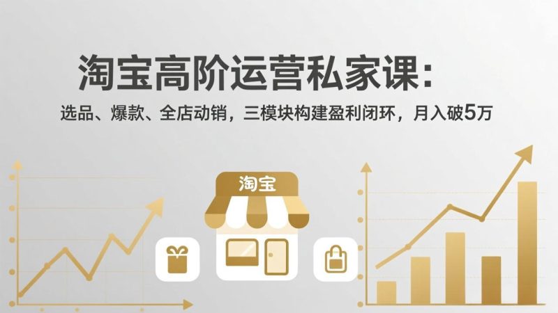 淘宝高阶运营私家课（更新26年4月18）：选品、爆款、全店动销，三模块构建盈利闭环，月入破5万-创业资源网 | 精品设计与工具分享平台