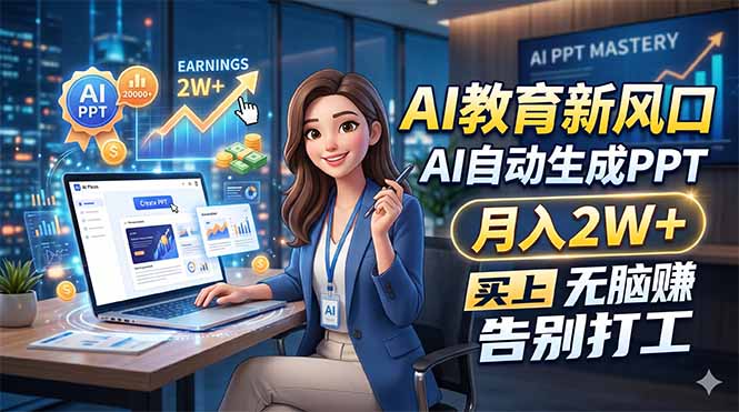 AI教育新风口，AI自动生成PPT，月入2W+，无脑赚，告别打工-创业资源网 | 精品设计与工具分享平台