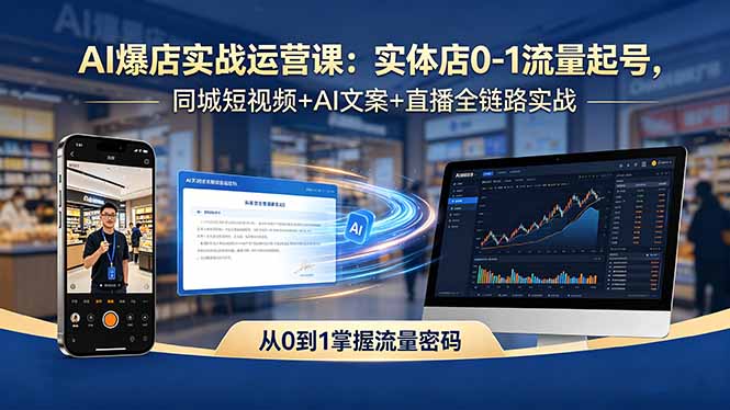 AI爆店实战运营课：实体店0-1流量起号，同城短视频+AI文案+直播全链路实战-创业资源网 | 精品设计与工具分享平台