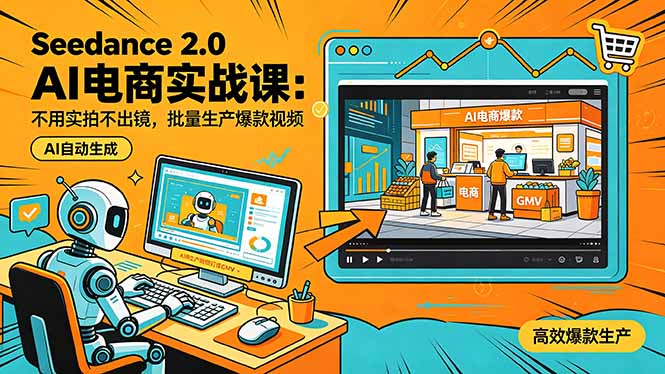 Seedance 2.0 AI电商实战课：不用实拍不出镜，批量生产爆款视频打爆GMV-创业资源网 | 精品设计与工具分享平台