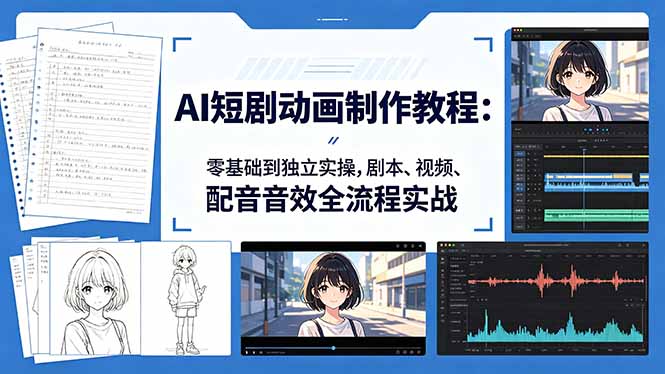 AI短剧动画制作教程：零基础到独立实操，剧本、视频、配音音效全流程实战-创业资源网 | 精品设计与工具分享平台