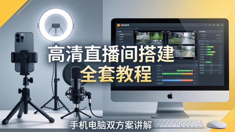 高清直播间搭建全套教程,手机电脑双方案讲解,设备选型调试多机位实操教学-创业资源网 | 精品设计与工具分享平台