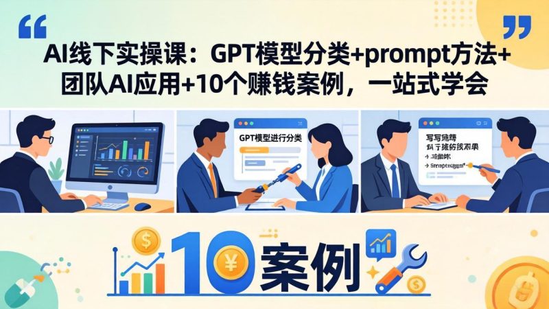 AI线下实操课：GPT模型分类+prompt方法+团队AI应用+10个赚钱案例，一站式学会-创业资源网 | 精品设计与工具分享平台