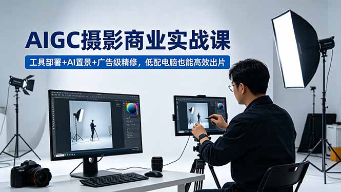 AIGC 摄影商业实战课，工具部署+AI置景+广告级精修，低配电脑也能高效出片-创业资源网 | 精品设计与工具分享平台