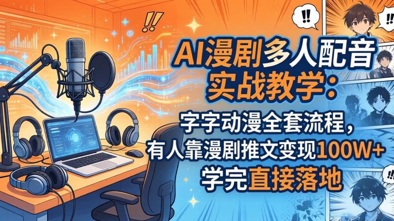 AI漫剧多人配音实战教学：字字动漫全套流程，有人靠漫剧推文变现100W+，学完直接落地-创业资源网 | 精品设计与工具分享平台