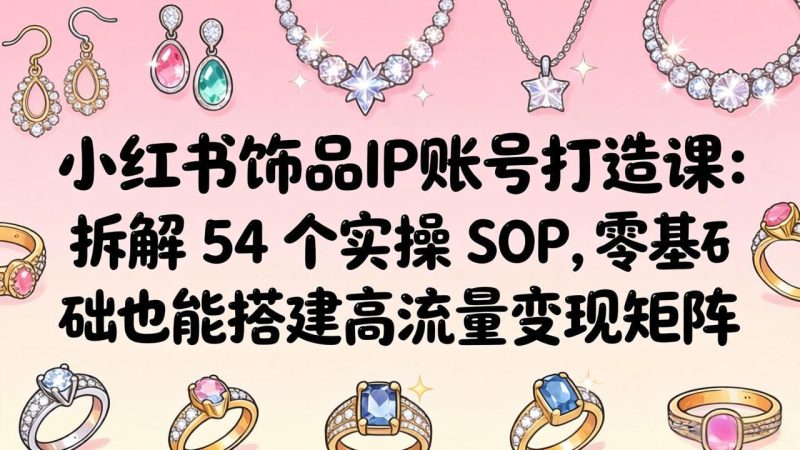 小红书饰品IP账号打造课:拆解 54 个实操 SOP,零基础也能搭建高流量变现矩阵-创业资源网 | 精品设计与工具分享平台