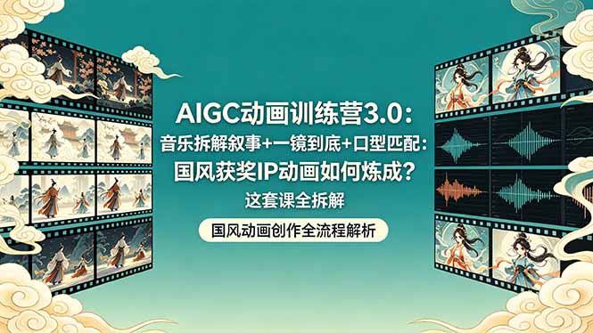AIGC动画训练营3.0：音乐拆解叙事+一镜到底+口型匹配：国风获奖IP动画如何炼成？这套课全拆解-创业资源网 | 精品设计与工具分享平台