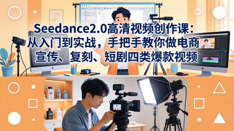 Seedance2.0高清视频创作课：从入门到实战，手把手教你做电商、宣传、复刻、短剧四类爆款视频-创业资源网 | 精品设计与工具分享平台